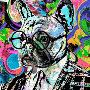 English,Bulldog,Portrait,Intellectual,Art