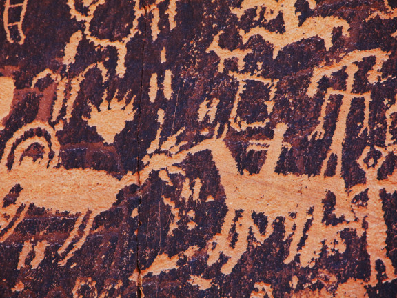 Indian,Hieroglyph,In,Newspaper,Rock,,Utah,,usa